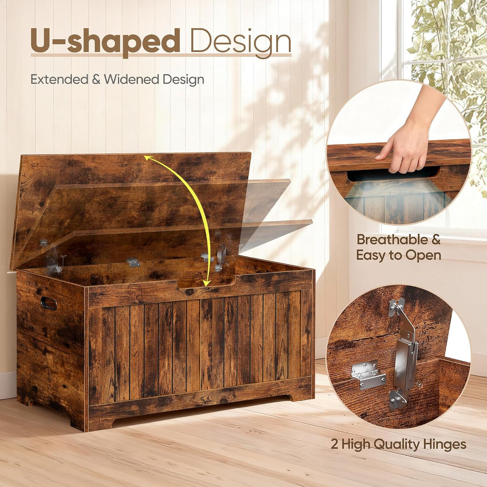 SUPER DEAL Storage Chest, 39 inches Chest Box Organizer with 2 Safety Hinges,...