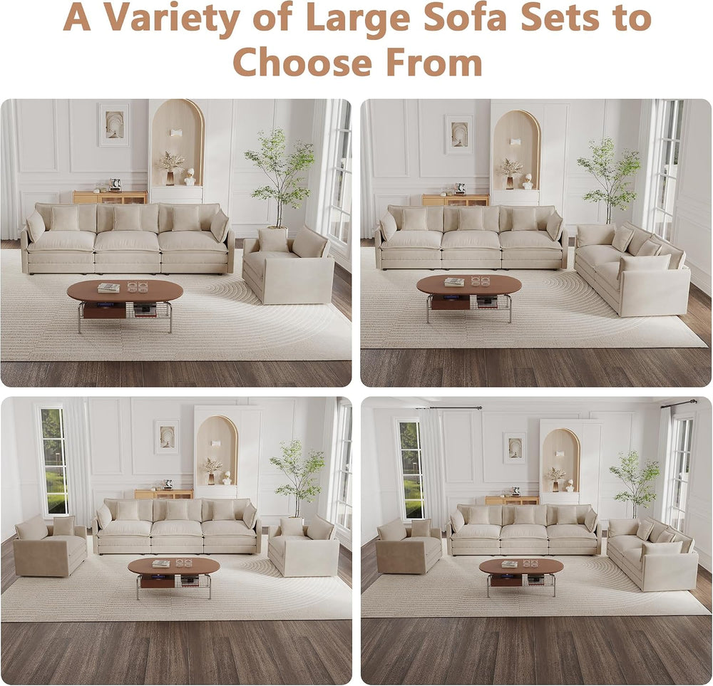 mikibama Luxury Oversized 3 Piece Sofa Set, 2 Pieces of 2 Seater and 1 Piece ...
