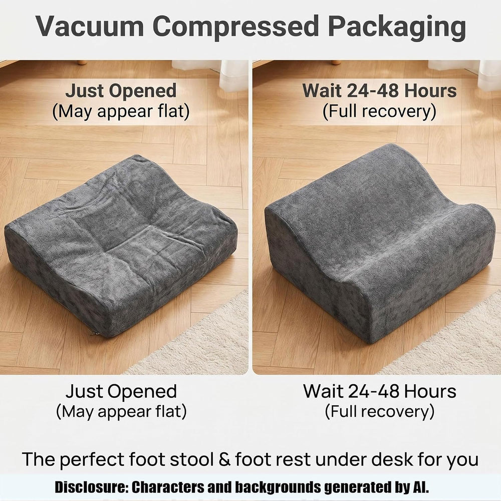 Large Foot Rest for Under Desk at Work, Footrest with Washable Cover for Offi...