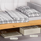 CYhom Under Bed Storage Bins Frame Storage Box Oxford Fabric Sturdy Underbed Container Foldable Stackable Large Capacity Clothes Organizer (Beige, 23.6" x 19.7" x 6.3")
