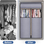SLEEPING LAMB 35" Garment Bags for Hanging Clothes Storage, Sealed Completely Clothing Rack with Cover with Zipper Clear PVC Window Coat Cover for Closet, Sweaters, Suits protector, 2 Packs, Grey