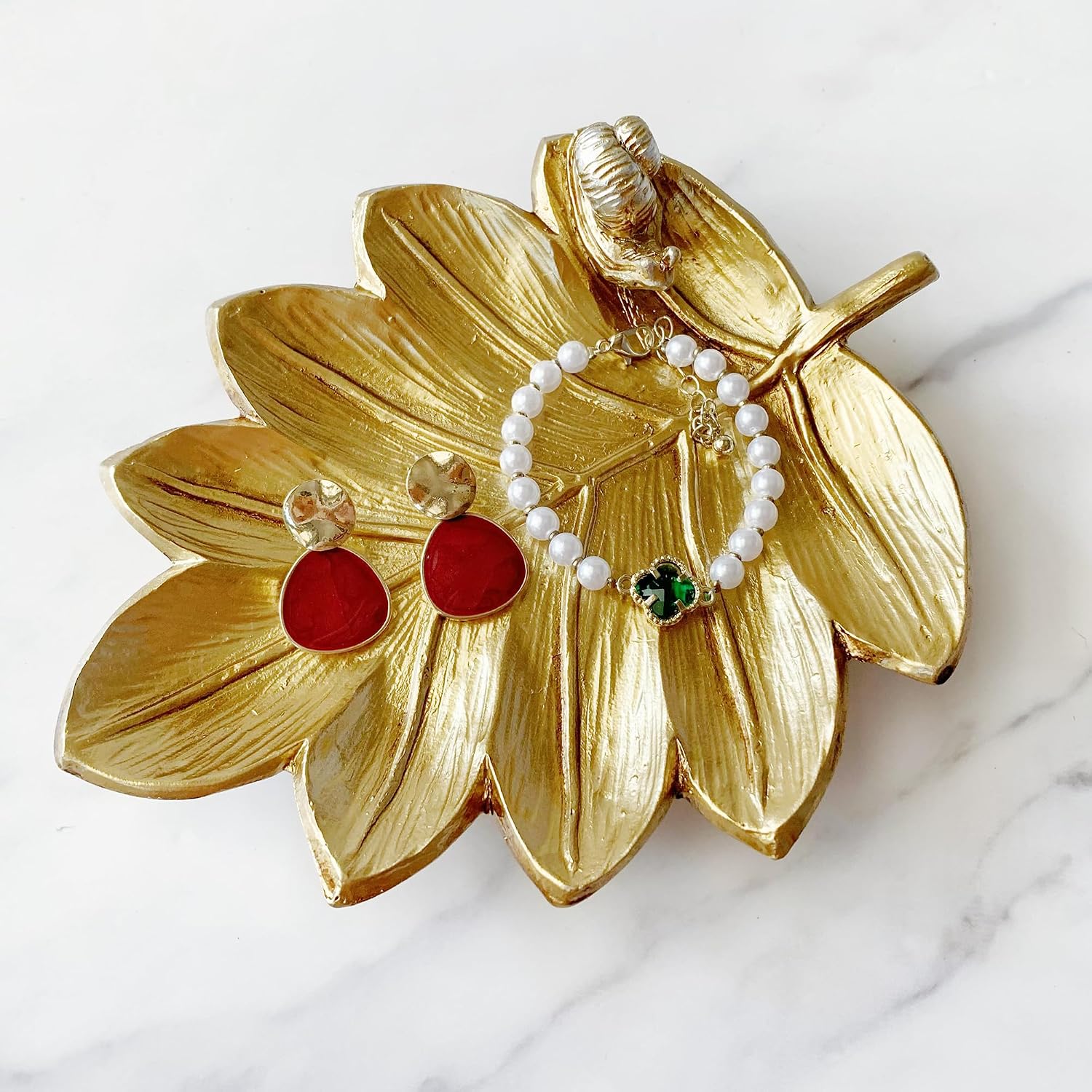 Jewelry Dish, Resin Small Leaf Shaped Ring Holder Jewelry Organizer, Trinket Dish Mini Tray for Christmas Birthday Wedding Gifts