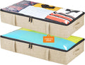 storageLAB Under Bed Storage Containers, Closet Organizers with Sturdy Handles for Clothes, Comforters, and Accessories, Use Under or at the End of the Bed - 2 Pack, Reinforced, Beige