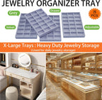 X-Large Jewelrys Tray for Drawer 8 Pack Earring Organizer Stackable Velvet Jewelry Organizer Dresser Rings Studs Earring Holder