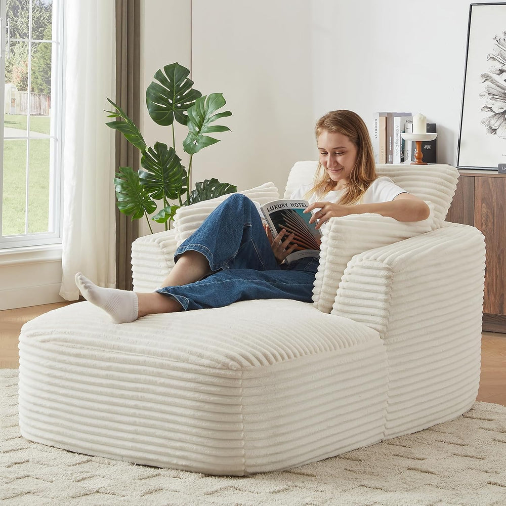 KIVENJAJA Oversized Chaise Lounge Chair Indoor, Corduroy Comfy Floor Sleeper ...