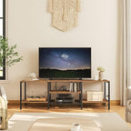 HOOBRO TV Stand with Power Outlets to 75 Inches, TV Console Table with Open Storage Shelves Cabinet, Industrial Media Entertainment Center for Living Room Bedroom, Rustic Brown and Black BF80DS01