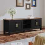 ARTPOWER 63 Inch TV Stand for Living Room TVs up to 75", Farmhouse Entertainment Center with Storage, Black TV Console with Cabinet, Under TV Cabinet for Bedroom