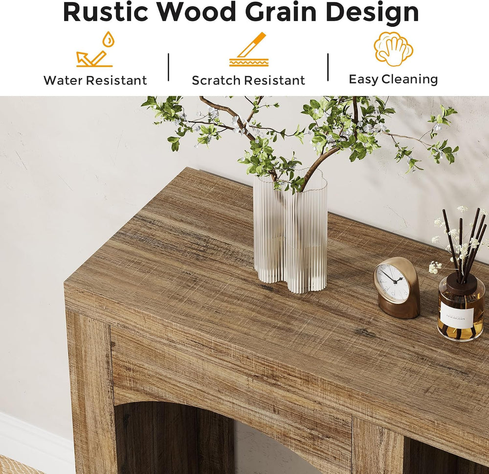 70.9" Farmhouse Console Table, Accent Sofa Table with Arched Design | Mo...
