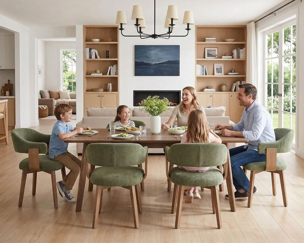 ROCITY Green Dining Chairs Set of 6 Upholstered Dining Room Chairs, Mid Centu...