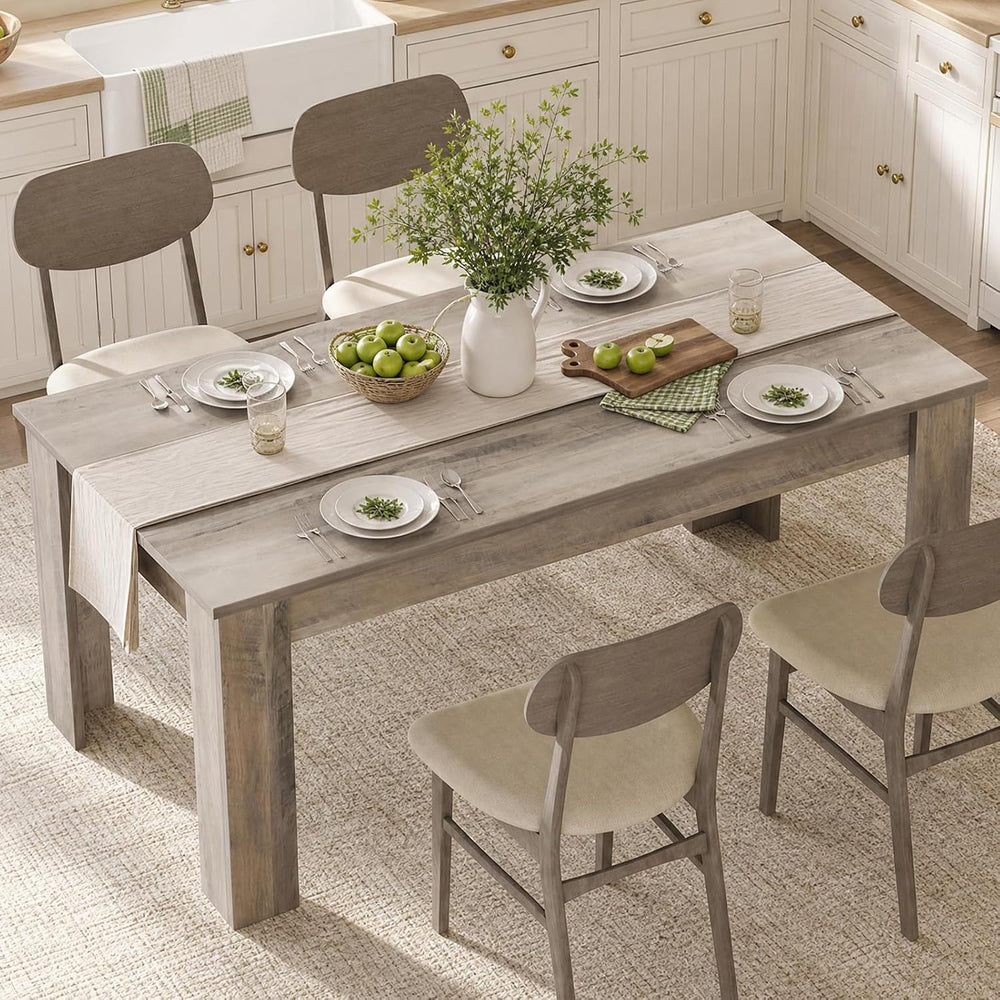 CABIHOME 63" Rectangular Dining Table for 4-6, Farmhouse Large Kitchen T...