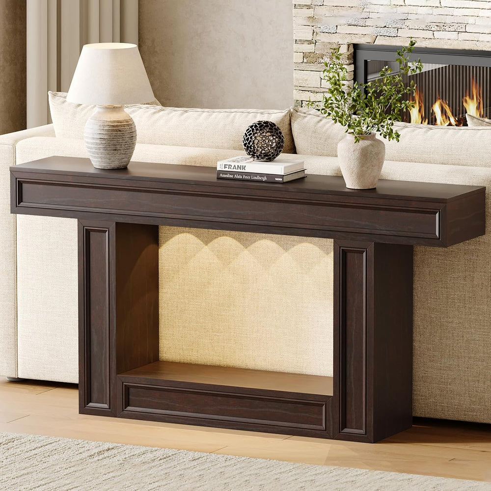Rresyet 63" 2-Tier Entryway Console Table Behind Sofa with Sensor Lights...