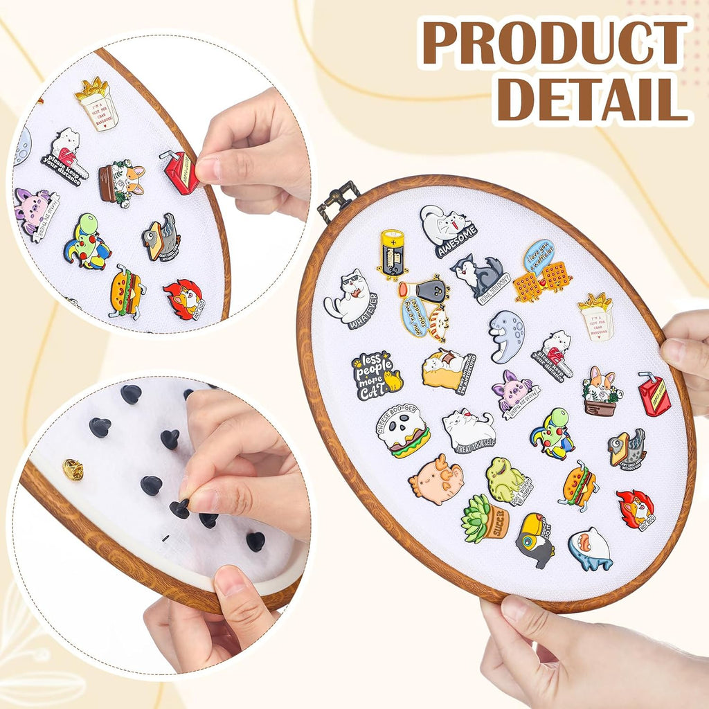 Yalikop Pin Display Board Fabric Enamel Pin Boards Wall Hanging Brooch Earrings Necklace Jewelry Holder Organizer Display Storage Back to School Gift for Home Summer Holiday(White,11.4" X 8.6",1)