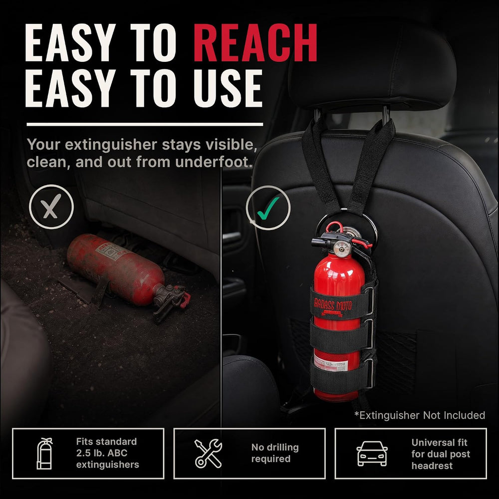 Car Fire Extinguisher Mount for Vehicle Seat Headrest, Molle