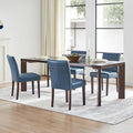 Watson & Whitely Upholstered Dining Chairs Set of 4, Faux Leather Armless Dining Room Chairs with Solid Wood Legs & Back Side Chair for Kitchen, Living Room, Restaurant, Blue