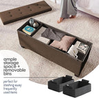STORAGEBUD Storage Ottoman Bench with Bins, 43-in Storage Bench for Bedroom End of Bed, Folding Foot Rest Ottoman for Living Room Max 660lbs, Fabric Ottomans, Brown