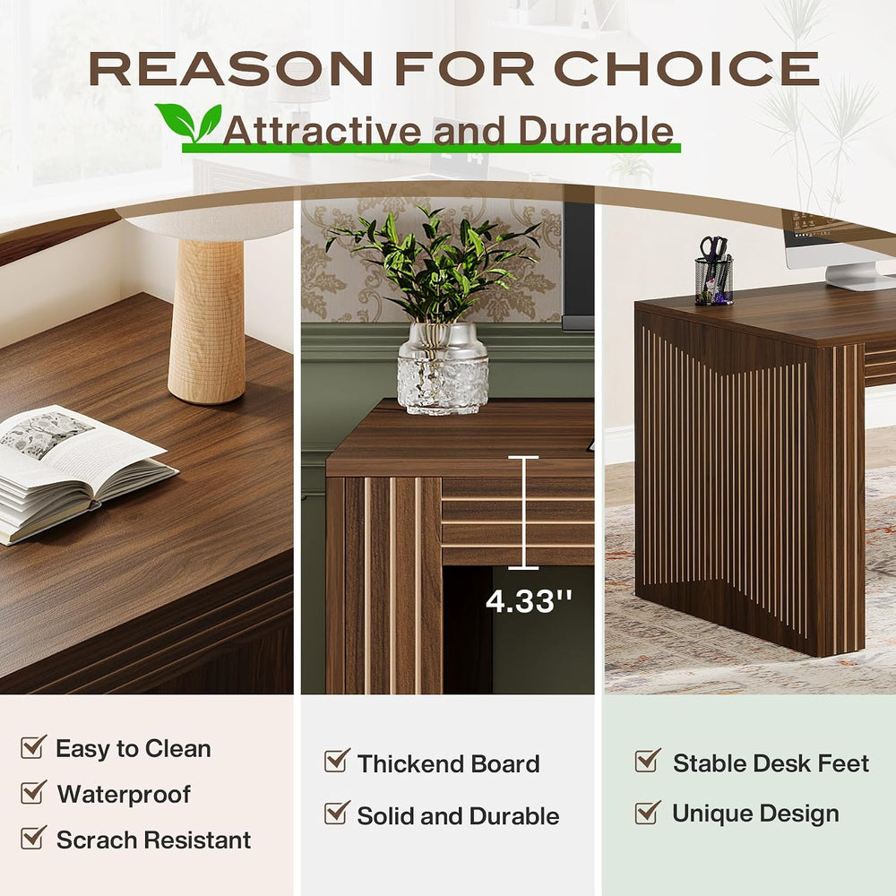 Tribesigns 79" Long Desk, Two Person Desk for Home Office, Dark Brown