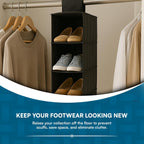 Honey-Can-Do 10-Shelf Hanging Shoe Organizer, Black - Closet Storage Rack for Shoes, Accessories & Clothes, Space Saving