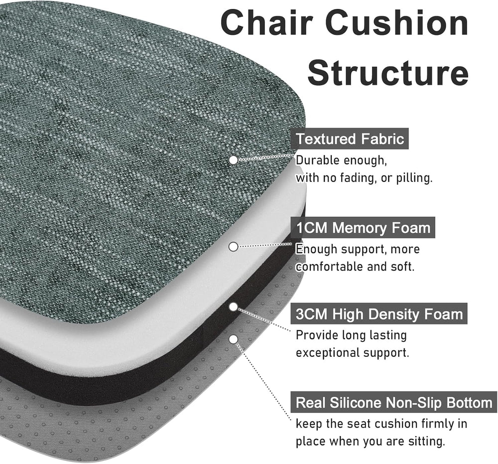 baibu 14x14 Memory Foam Metal Chair Cushions Set of 4, Dual-Layer Design Non-...