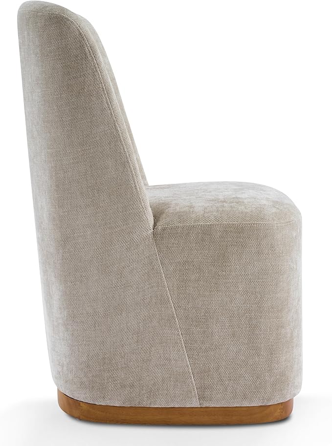 Christopher Knight Home Lucy Chenille Upholstered Dining Chairs Set of 2, Sturdy Wooden Dining Chair with Pedestal Base, Modern Kitchen Chairs with Solid Back, Versatile Indoor Usage, Oatmeal