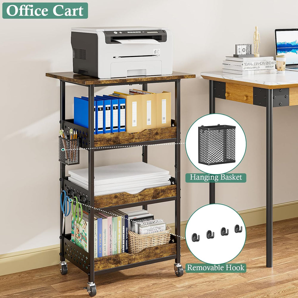 XYZLVSI Small Rolling Microwave Cart, 4 Tier Kitchen Storage Rack on Wheels |...