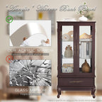 52" Lighted Accent Curio Cabinet, 3-Tier Antique Storage Cabinet with Tempered Glass Adjustable Shelves & Drawer, Acrylic Panel, Bulb Included, China Display Case for Living Room/Kitchen (Dark Cherry)