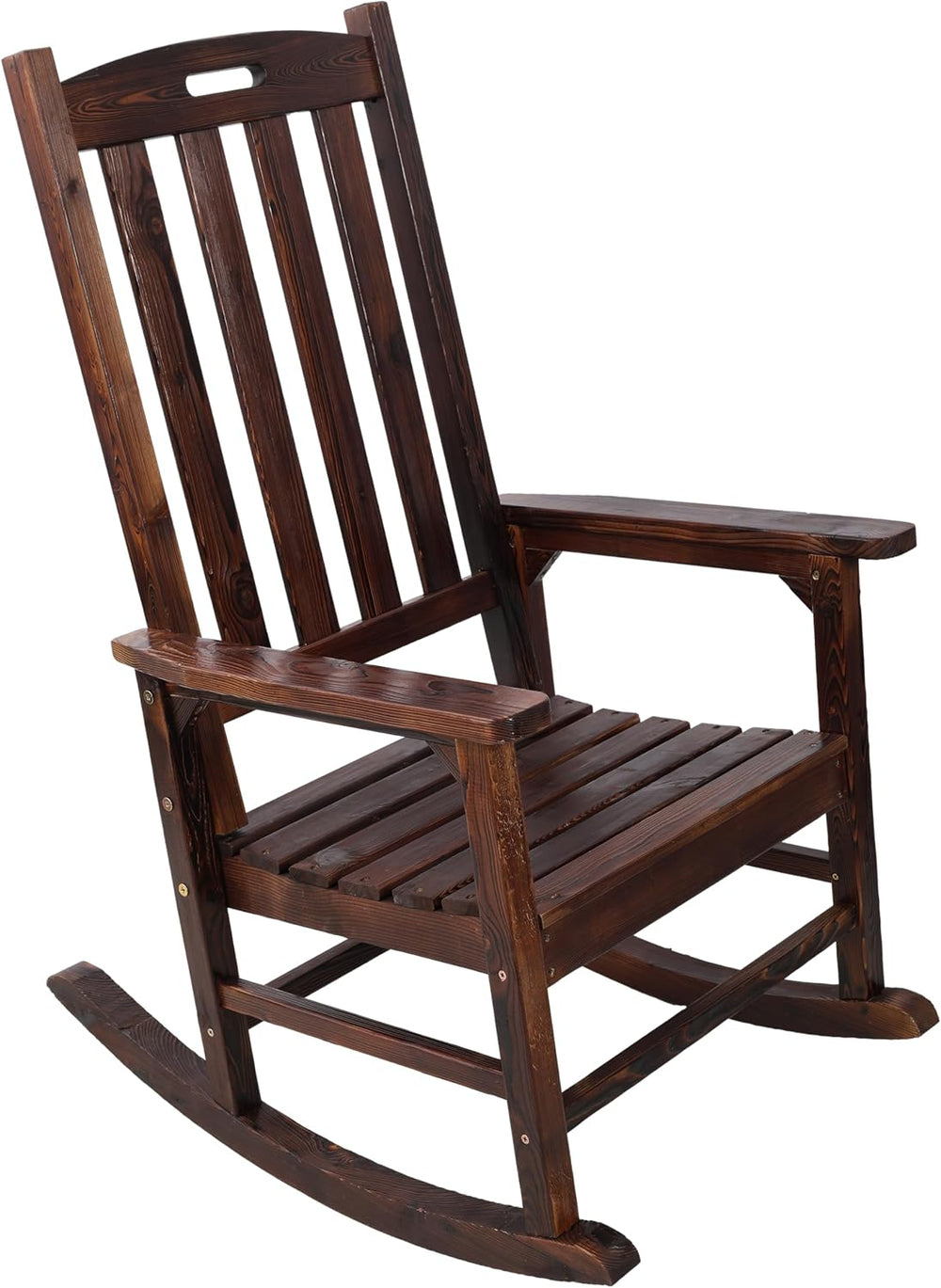 Wooden Oversized Porch Rocking Chair, Wide seat, high Back, high-Back Smooth ...