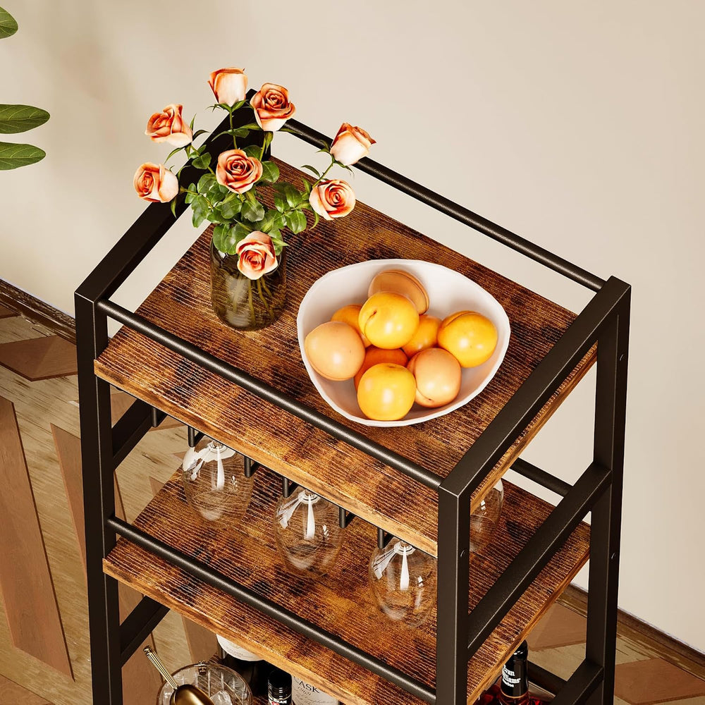 Homeiju Small Bar Cart with 5-Tier Shelf, Mobile Kitchen Shelf with Wine Rack...