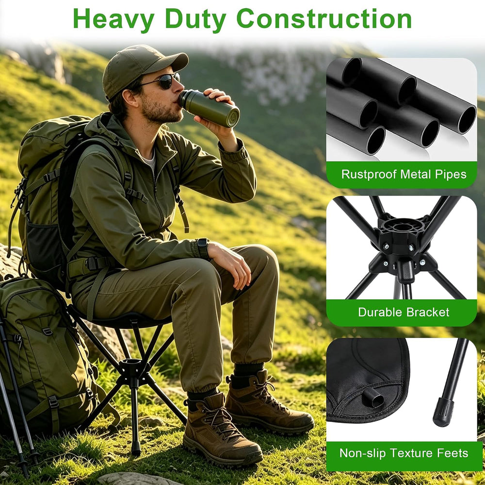 16.2" Portable Camping Stool Folding Chairs for Adults Hunting Seat, 2Pack