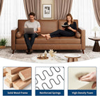GAOMON 81" Leather Couch for Living Room, Mid Century Modern 3-Seater Sofa with Deep Seat, Faux Leather Sofa for Apartment, Home Office, Brown