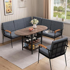 VFK Corner Dining Table Set with Storage Bench, 51” Folding Breakfast Nook Table and Stools, 3 Piece Kitchen Booth Dining Set for Small Space, Modern Dining Room Furniture