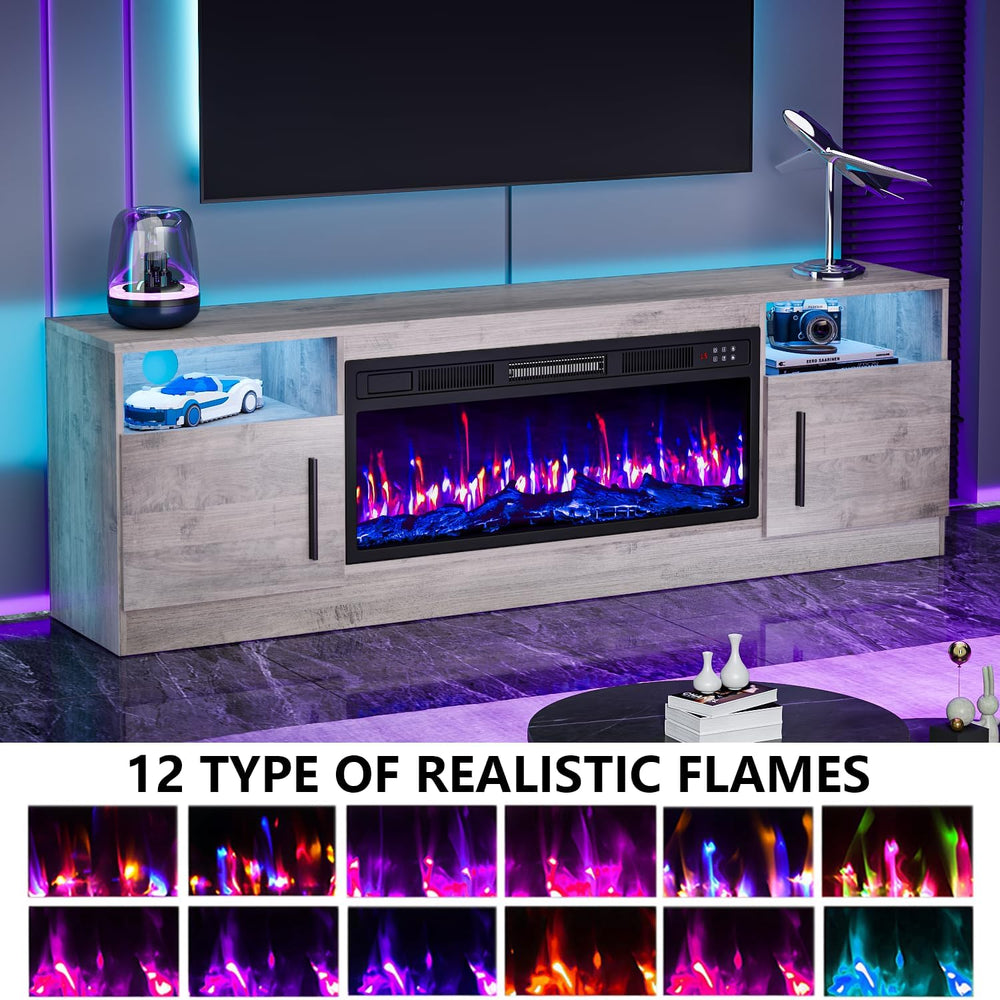 PRETZI Fireplace TV Stand with 36" Fireplace Up to 80" TVs for Livi...