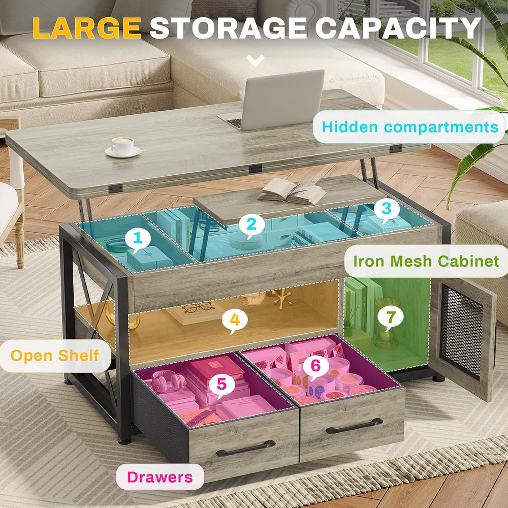 Itaar 40" Lift Top Coffee Table, 4 in 1 Coffee Tables with Storage Cabin...