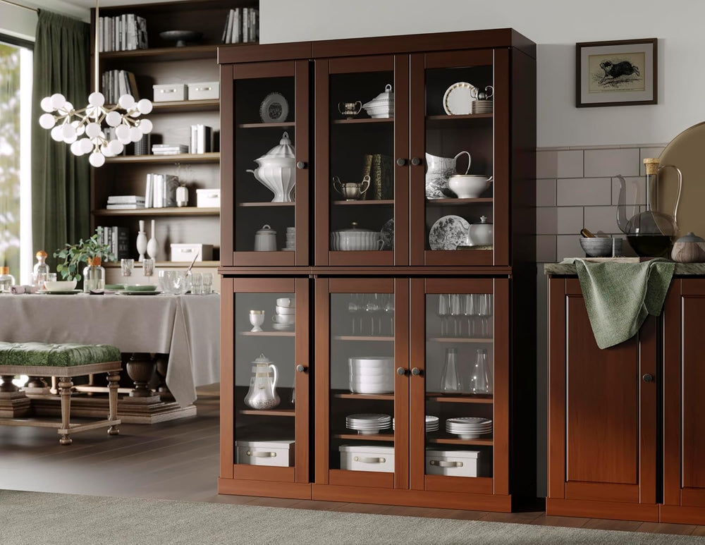 Palace Imports 100% Solid Wood 48.5" Pantry China Cabinet with Clear Gla...