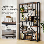 70.8" Tall Bookshelf Set of 2, 79" Wide Geometric Display Shelf with 18 Open Storage Shelves, Etagere Bookcase with Metal Frame – Anti-Tip & Adjustable Feet, Rustic Brown
