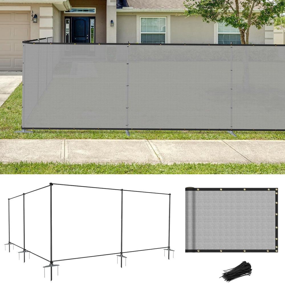 Coarbor Iron Poles Privacy Fence 6'H x 24'W Metal Fence Covering Priv...