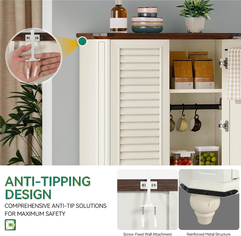 YITAHOME 67" Kitchen Pantry Cabinet, 4 - Tier Cupboard with Adjustable S...