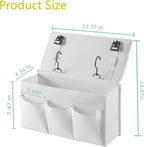 Bedside Caddy Bedside Storage Organizer,Bed Caddy With Thickened Material Suitable for Homes, Dormitories, Hospitals, Cribs, RVs，Great for Magazines,Books,Remote, Phone (white)