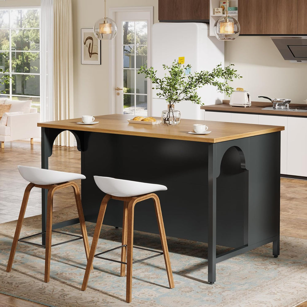 Tribesigns Kitchen Island with 3 Storage Shelves, 55" W Kitchen Shelf wi...