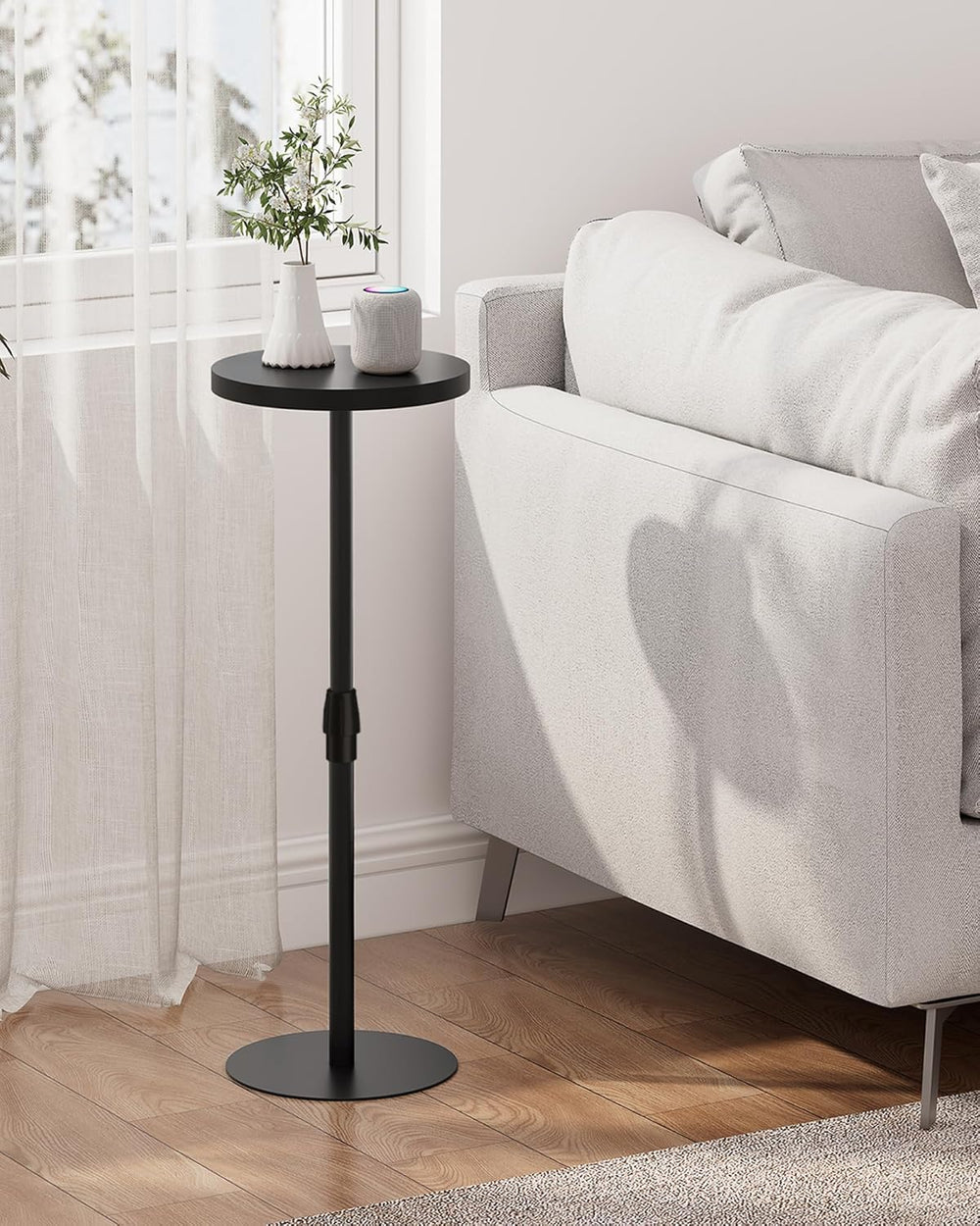 TUTOTAK Tall Round Side Table, Small End Table, Drink Table, Pedestal Side Ta...
