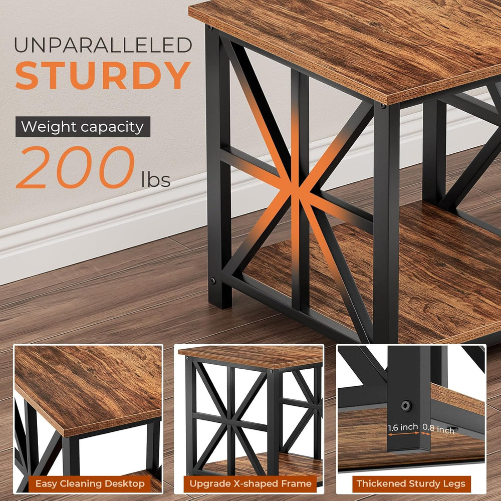 GreenForest End Table Portable Small Desk, Walnut