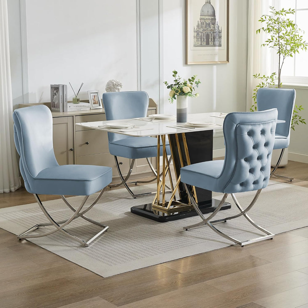 WUTUTUEE Luxury Velvet Dining Chairs, Tufted Upholstered Armless Accent Chair...