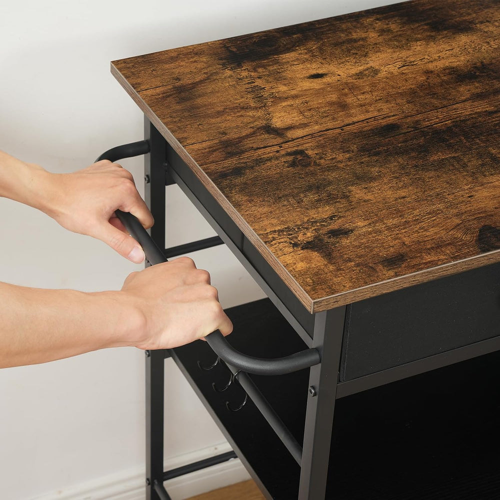 HOOBRO Kitchen Island with Storage, Rolling Island Cart for Kitchen with 2 Dr...