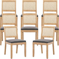 French Country Dining Chairs Set of 8, Grey Kitchen & Dining Room Chairs Set of 8, Rattan Dining Chairs, Cane Low Back, Wood Legs, Sillas De Comedor (Rattan, Gray, 8Pcs)