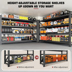 5000LBS Storage Shelves,60" W Garage Shelving Heavy Duty Metal Adjustable Garage Shelves, Shelving Units Industrial Shelving for Warehouse,60" W x 24" D x 70" H,Black