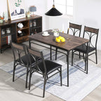 VECELO Kitchen Dining Room Table Set with 4 Chairs for Small Space, Apartment,Metal Steel Frame