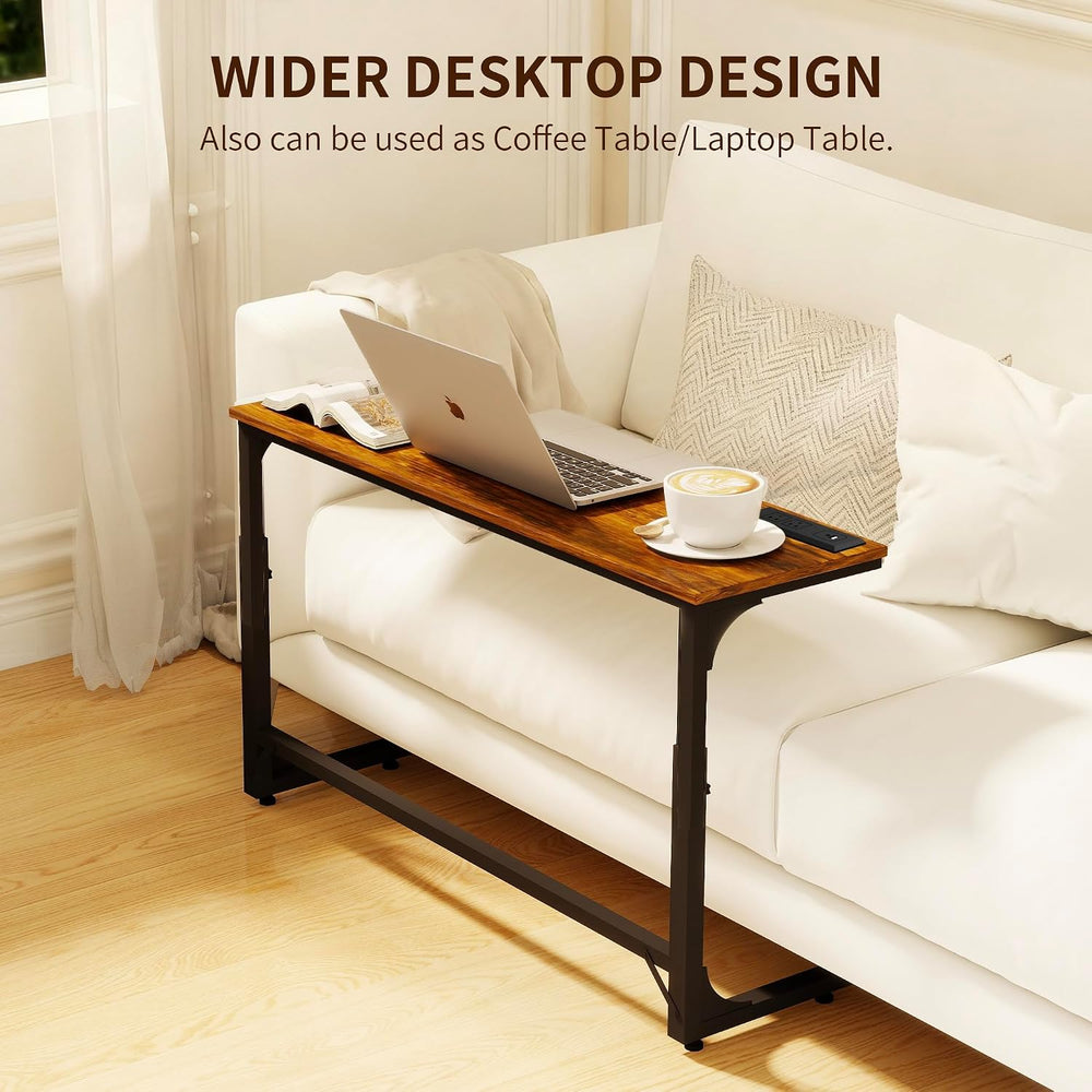 2 Pack 11.8" Wide Behind Couch Table with Charging Station | 11.8"W...