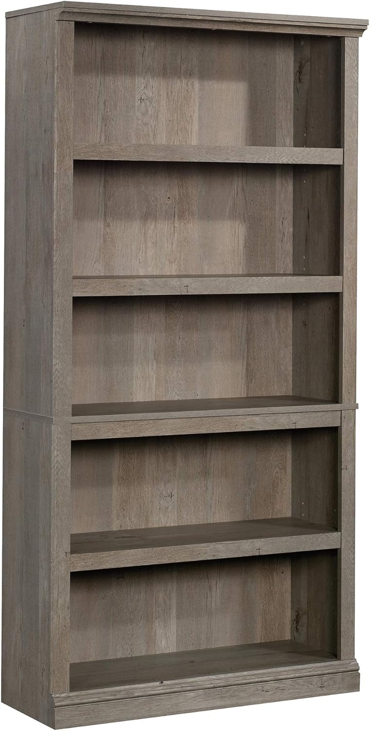 Sauder 5 Tier Book Shelf Wooden Bookcase Multipurpose Bookshelf for Home Offi...