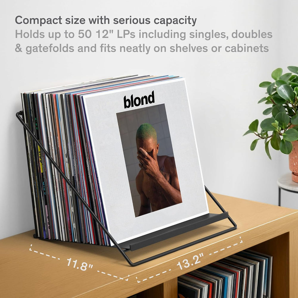 Boundless Audio Vinyl Record Storage Rack - Record Holder for 50 LPs, Black |...