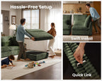 115" Oversized Corduroy Couch Modular Sectional Sofa, Washable Cloud Couch Sectional with 3 Ottoman, 6 Seater Sectional Couches for Living Room, Fully Cover Removable, Sleeper Sofa, Corduroy, Green