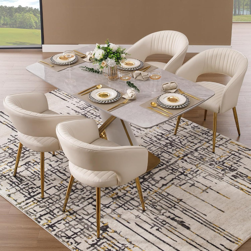 Modern Dining Chairs Set of 4, Upholstered PU Leather Dining Room Chairs with...
